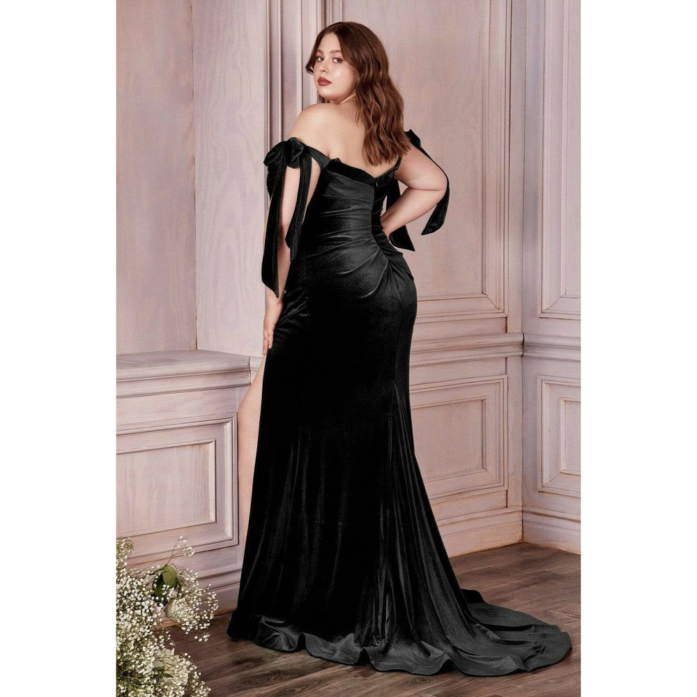 Black Sexy Unique Velvet Rhinestone Prom Evening Dress